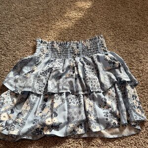 Wallflower Floral Ruffle Mini Skirt - Blue and White